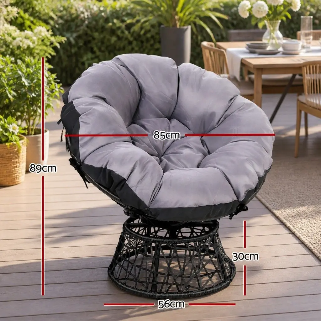 Papasan Chair Outdoor Use Rotatable Black 85cm x 73cm x 89cm