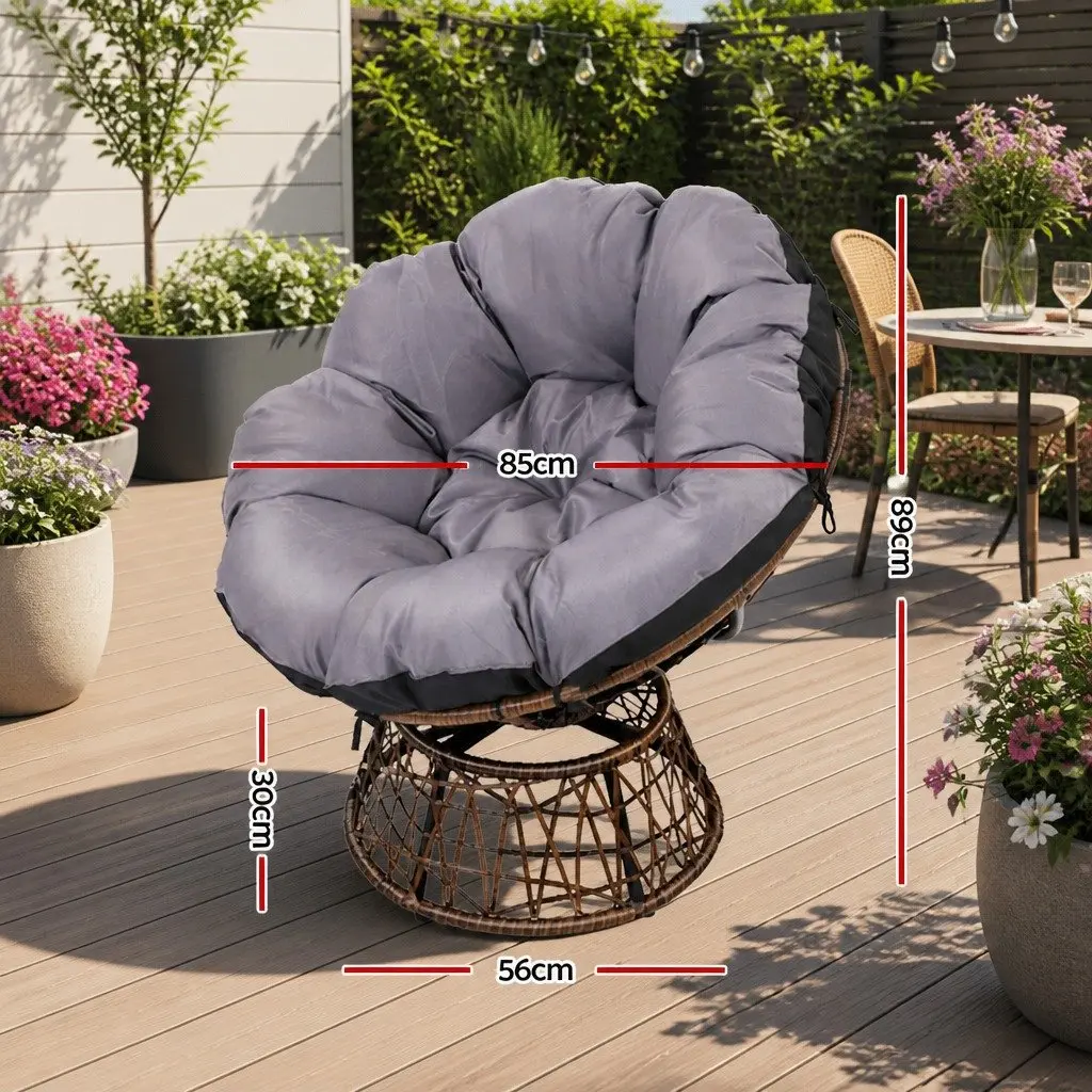 Papasan Chair Outdoor Wicker Patio Furniture Rotatable Garden Relaxation Seat