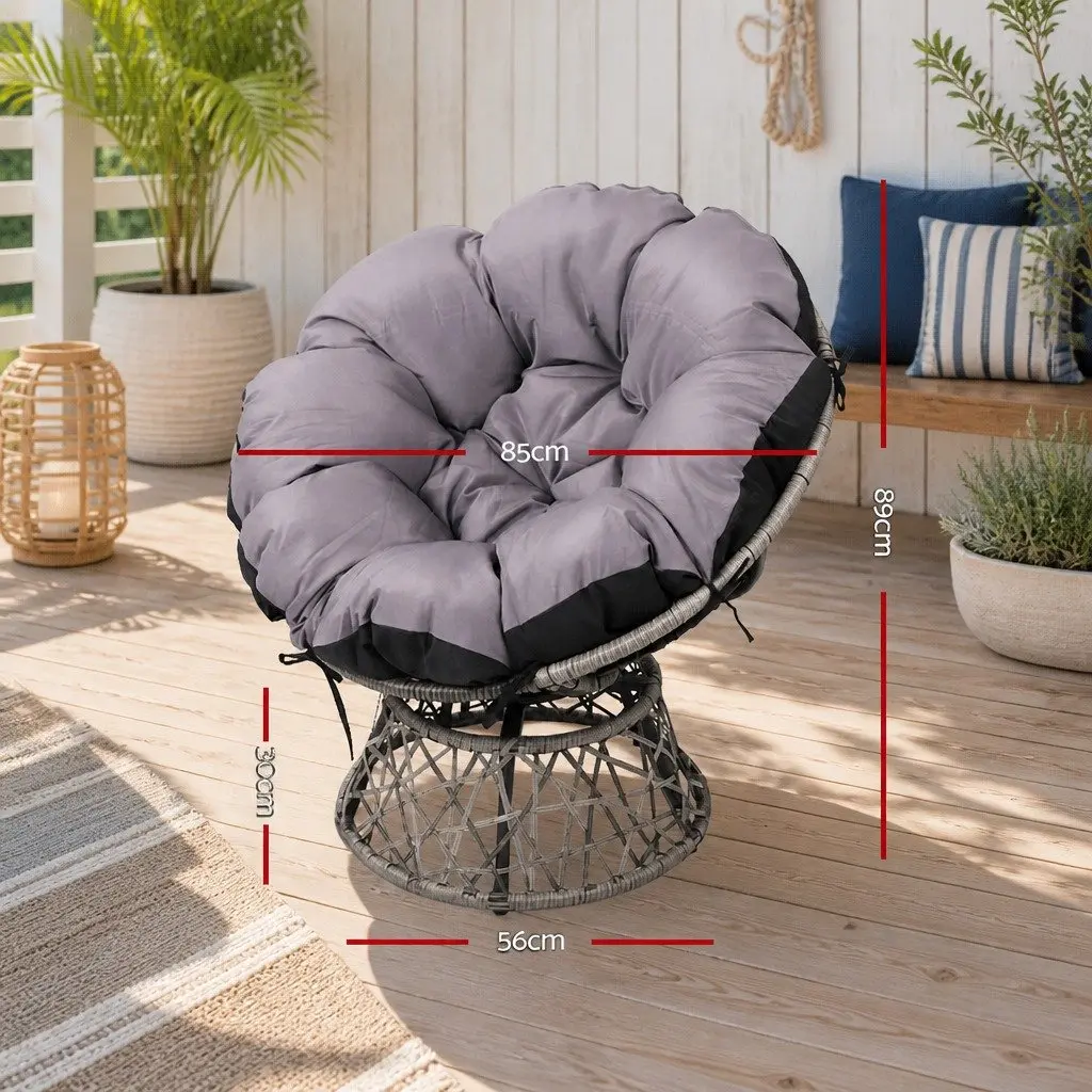 Rotatable Papasan Chair Grey