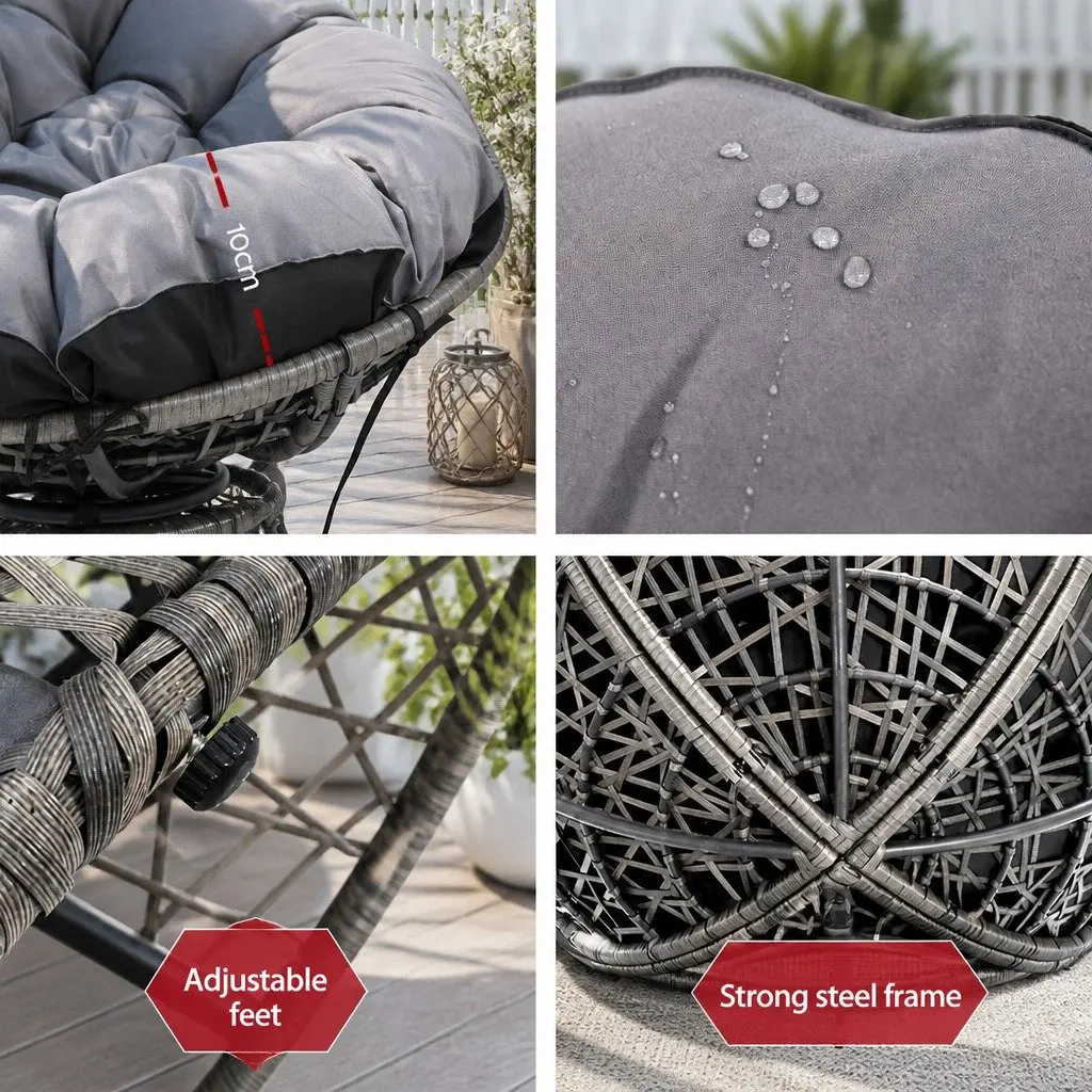 Rotatable Papasan Chair Grey