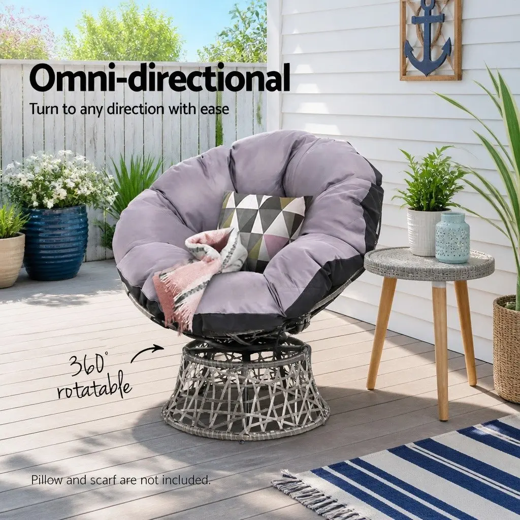 Rotatable Papasan Chair Grey