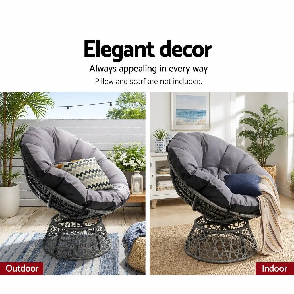Rotatable Papasan Chair Grey