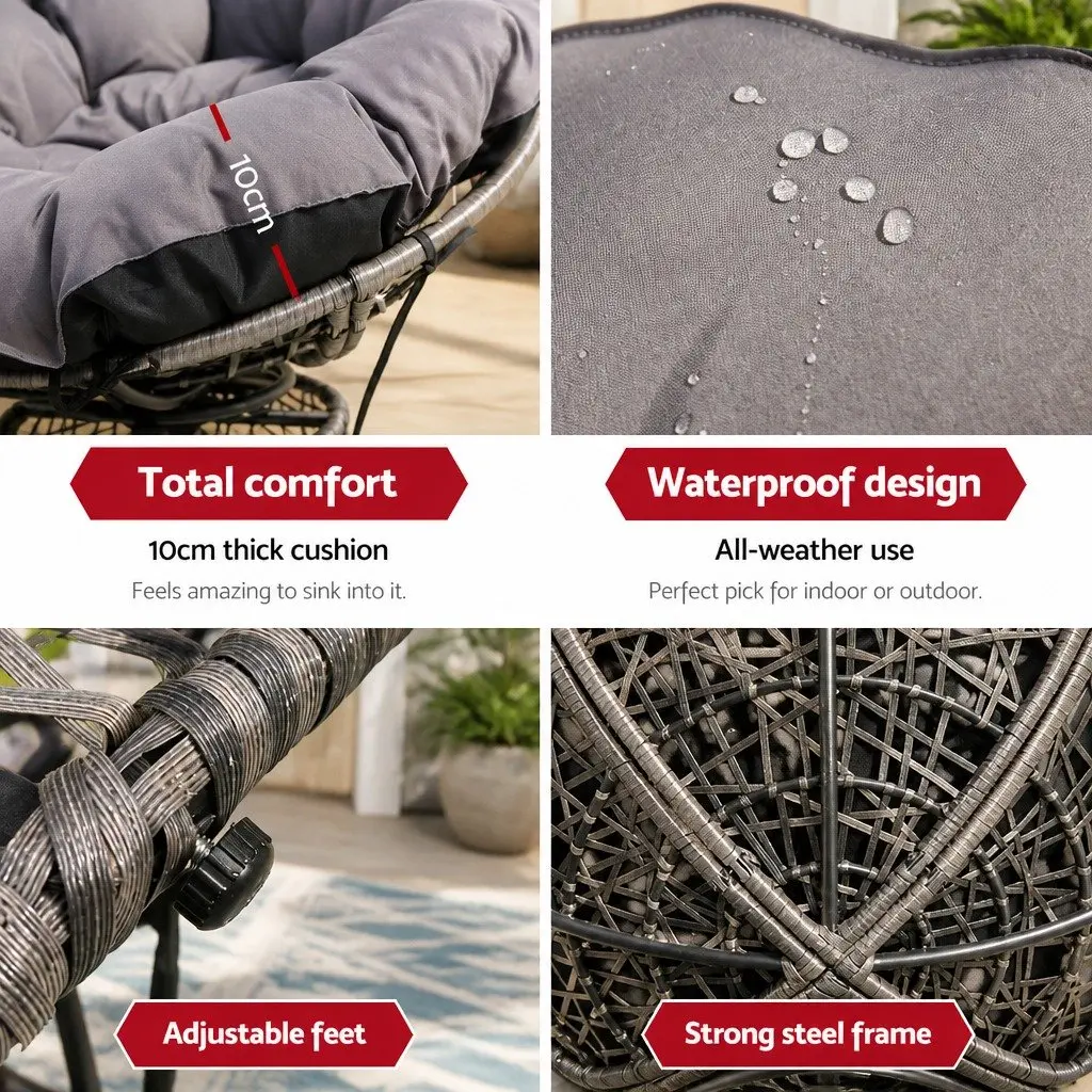 Rotatable Papasan Chair Grey