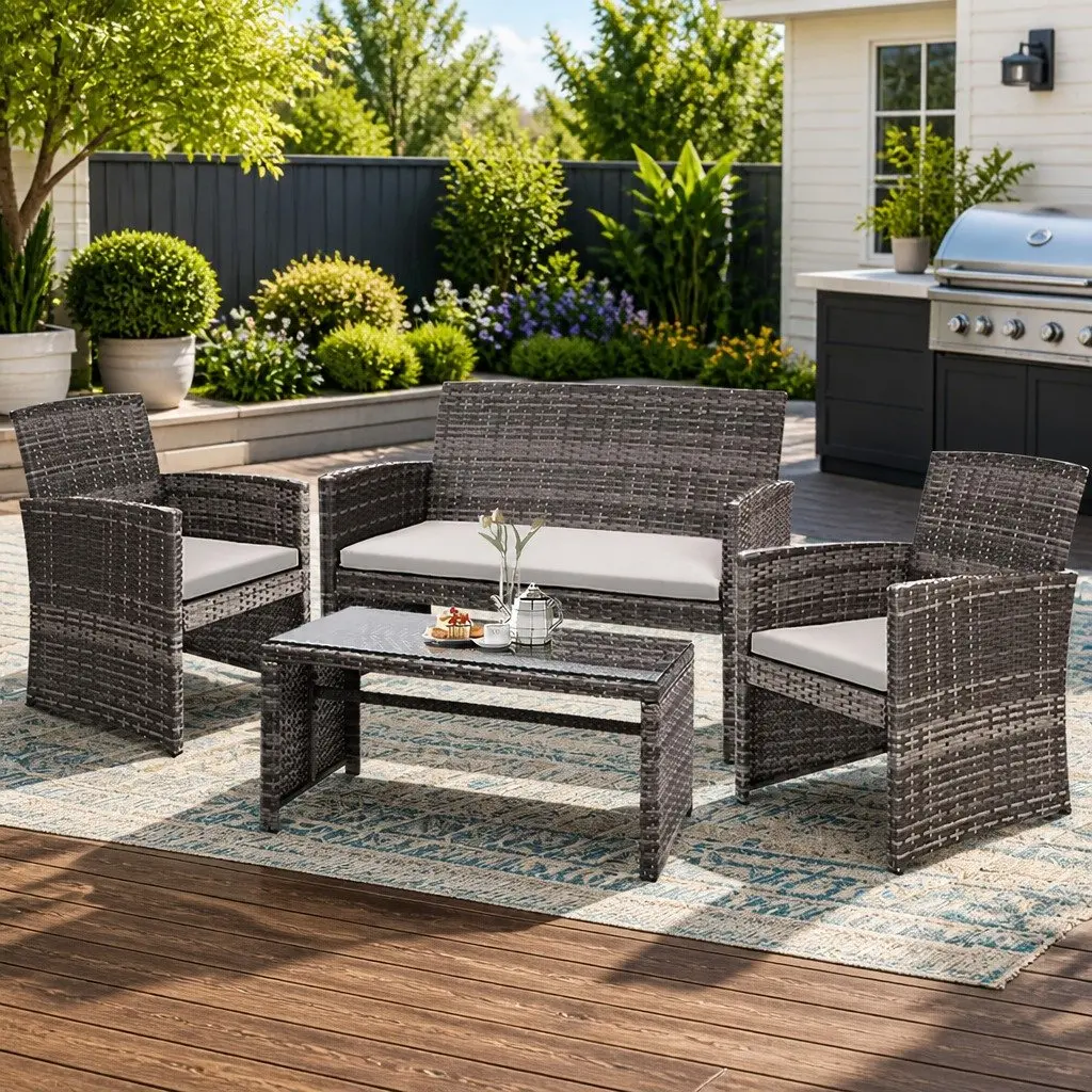 4-Piece Grey Outdoor Sofa Set