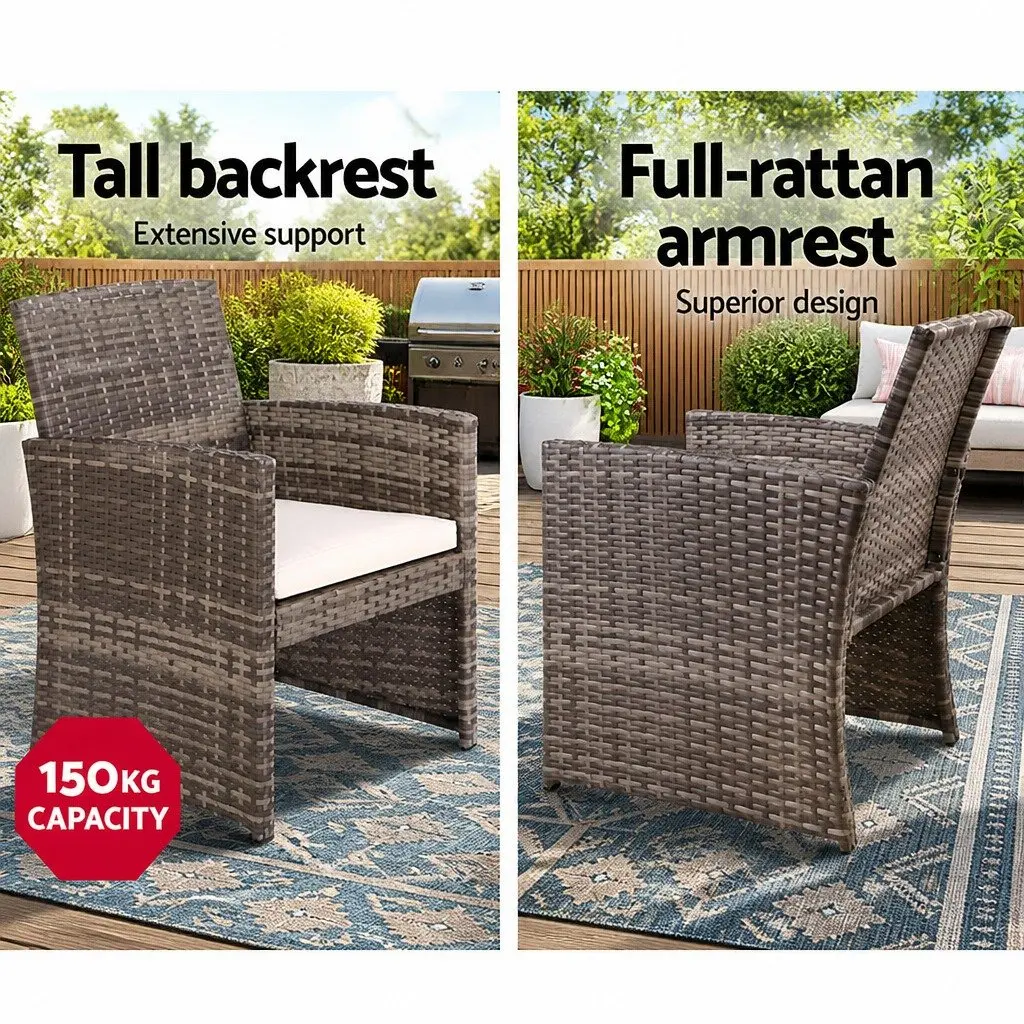 4 Piece Outdoor Sofa Set Garden Furniture Grey Wicker Armchair Coffee Table