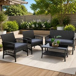 4-Piece Outdoor Sofa Set: Dimensions & Materials Inside