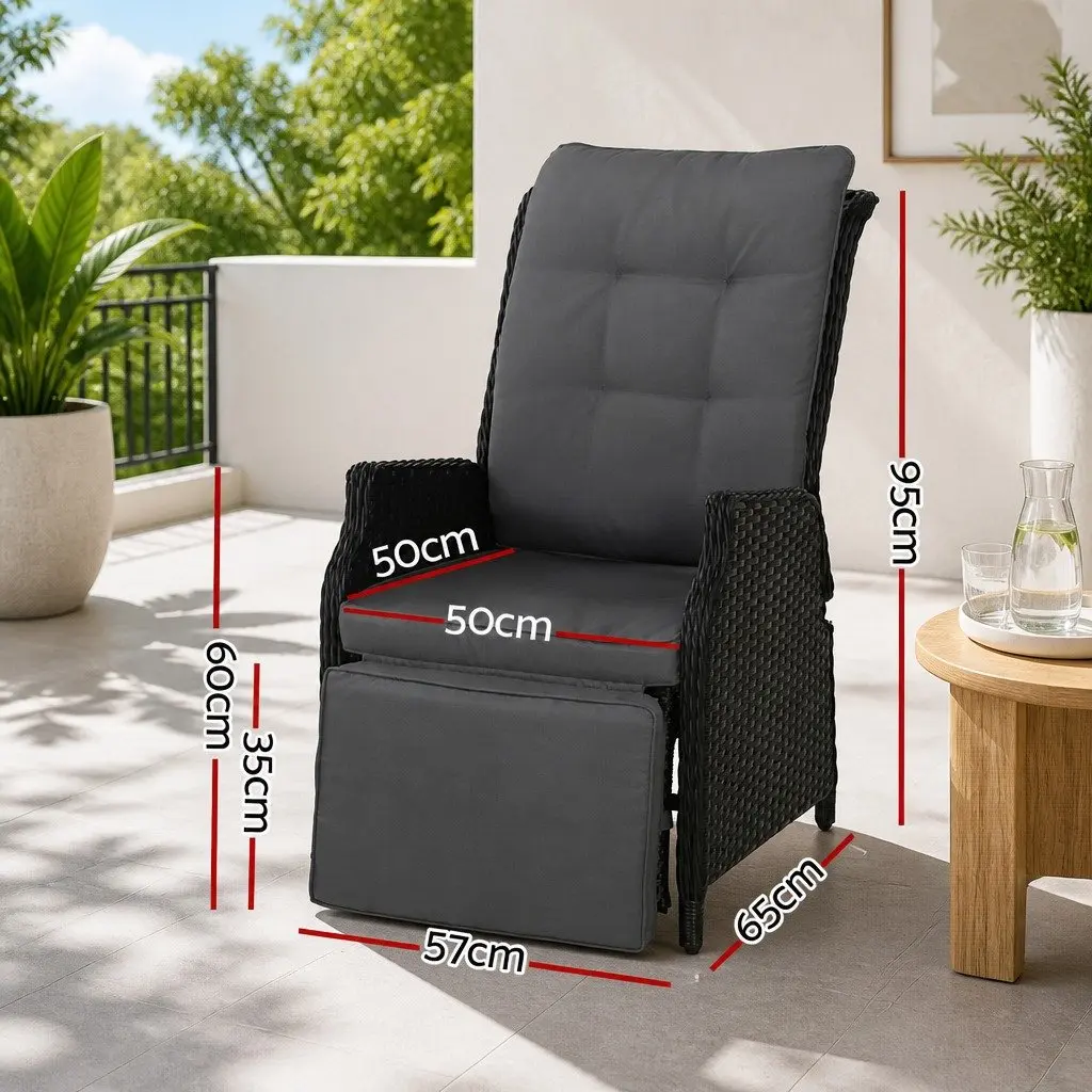 Wicker Recliner Chair Sun Lounge Outdoor Furniture Patio Adjustable Lounger