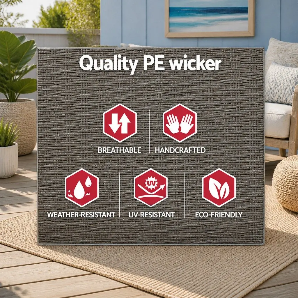 Wicker Outdoor Recliner Chair with Ottoman Grey Adjustable Backrest for Relaxation and Comfort