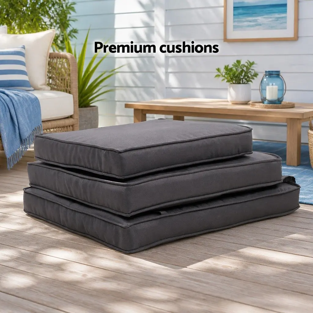3 Piece Outdoor Wicker Recliner Set with Ottoman and Side Table Black Adjustable