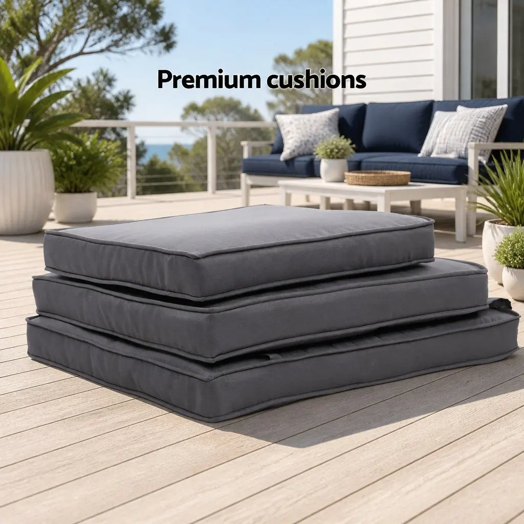 5PC Outdoor Recliner Chair Setting Wicker Lounge Furniture Ottoman Table Black