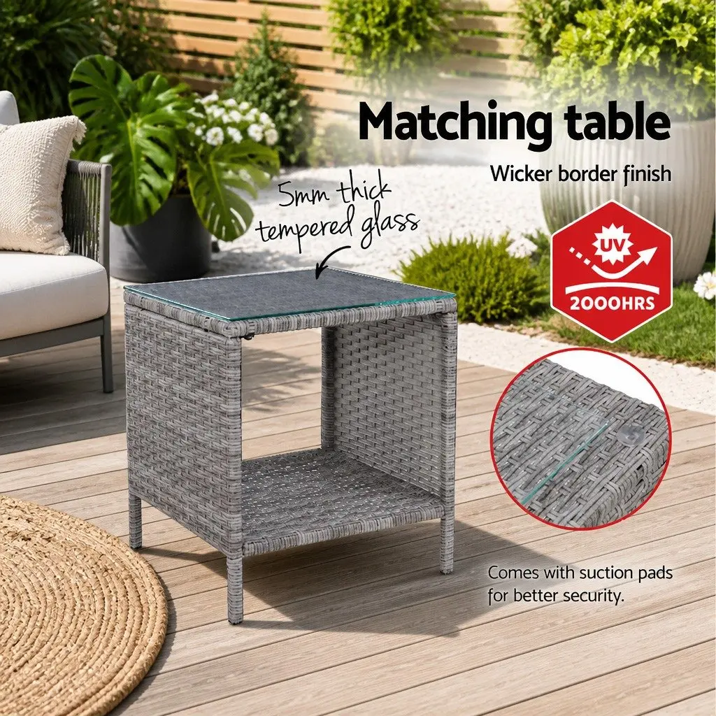 5 Piece Outdoor Recliner Chairs Ottoman Side Table Grey