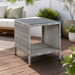 Outdoor Side Table Coffee Desk Wicker Rattan Furniture Indoor Garden Patio