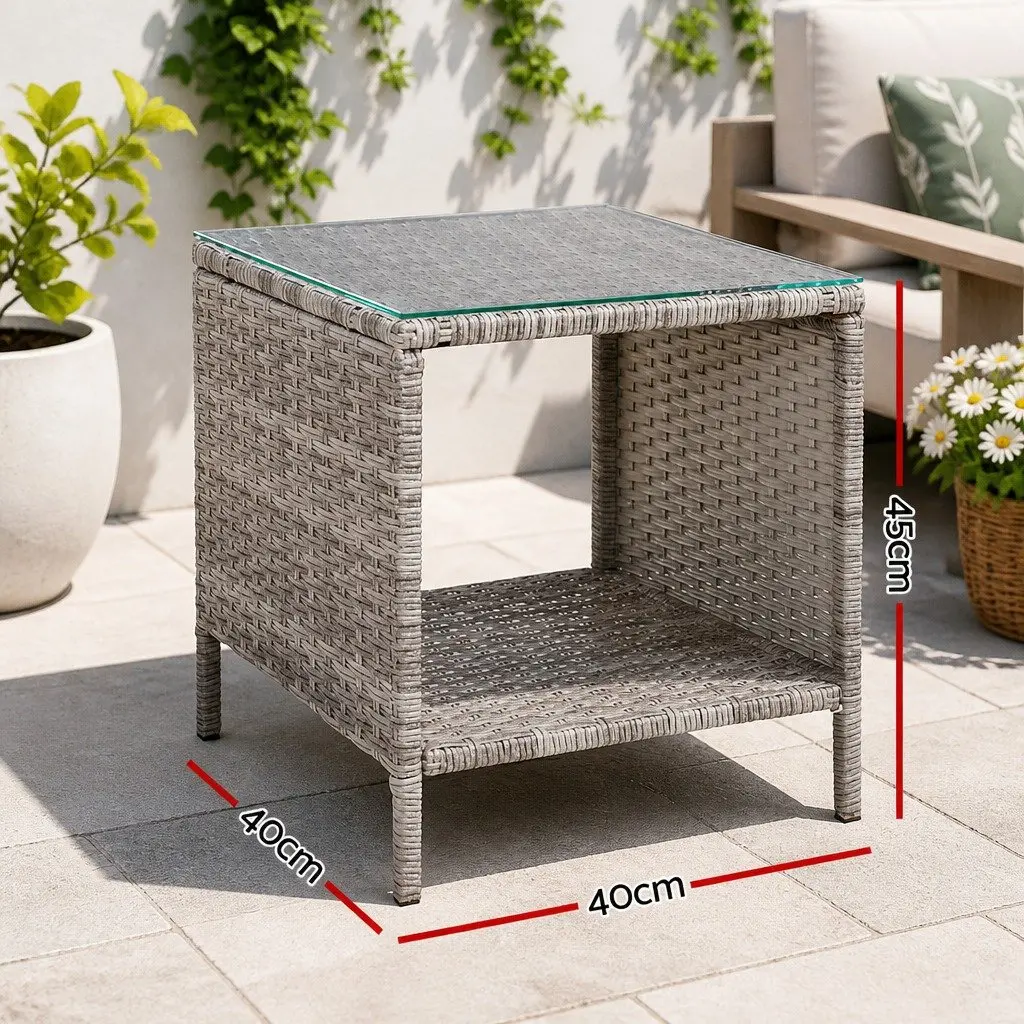 Wicker Side Table Coffee Desk for Indoor Outdoor Use 40cm x 40cm x 45cm