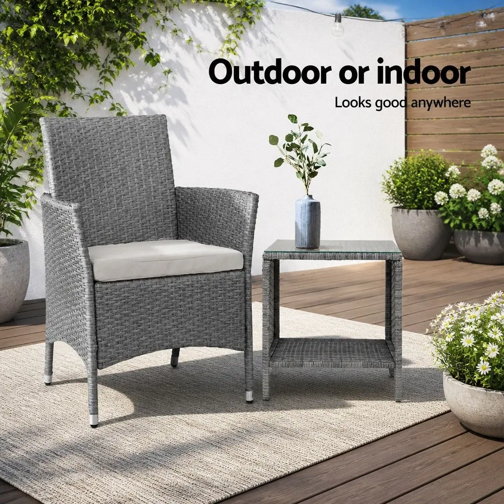 Wicker Side Table Coffee Desk for Indoor Outdoor Use 40cm x 40cm x 45cm