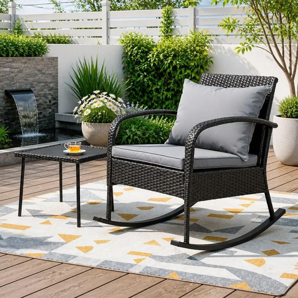 Outdoor Rocking Chair and Side Table Set