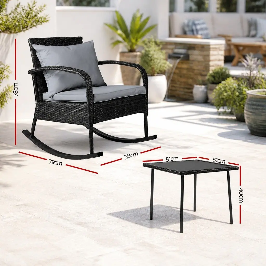 Outdoor Rocking Chair and Side Table Set