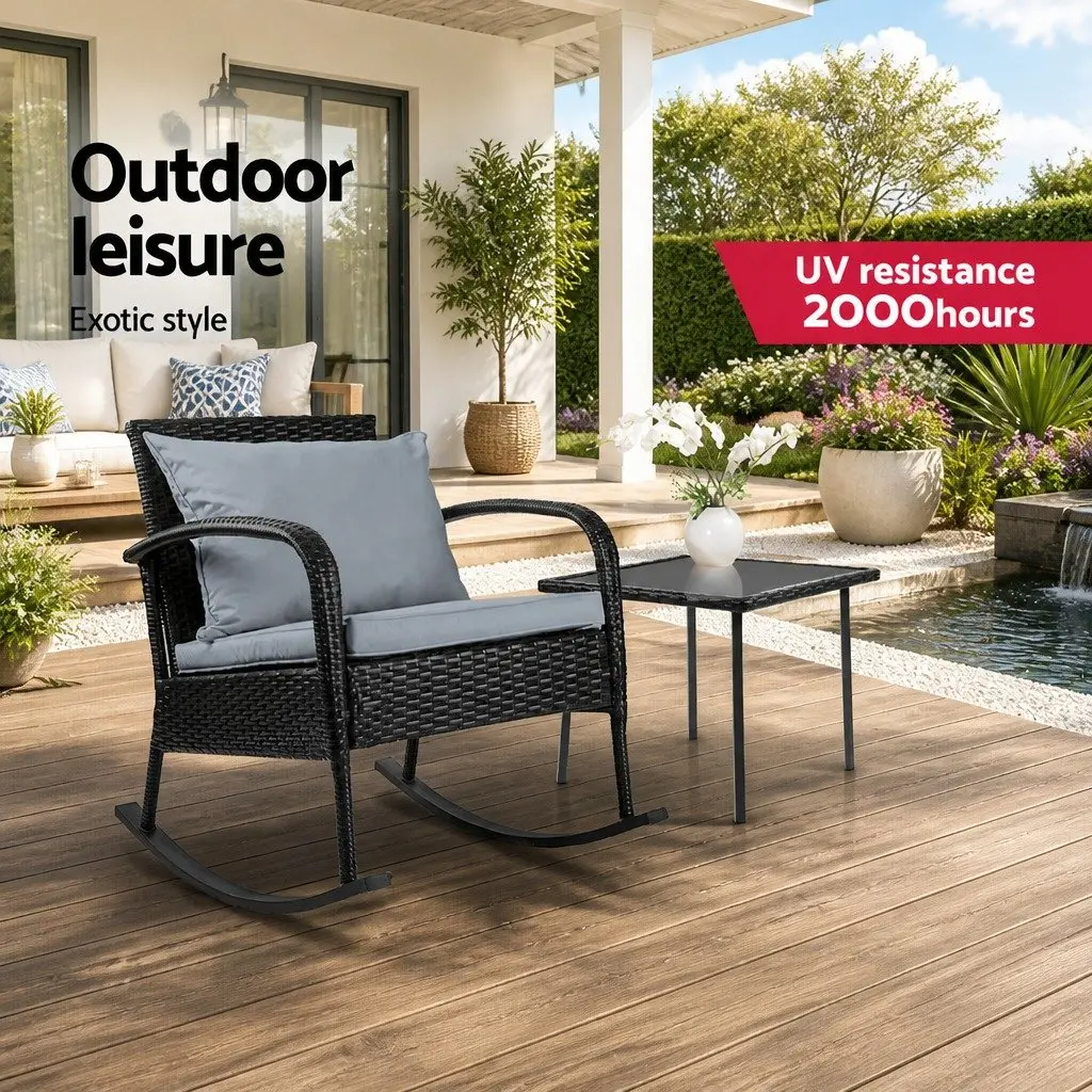 Outdoor Rocking Chair and Side Table Set