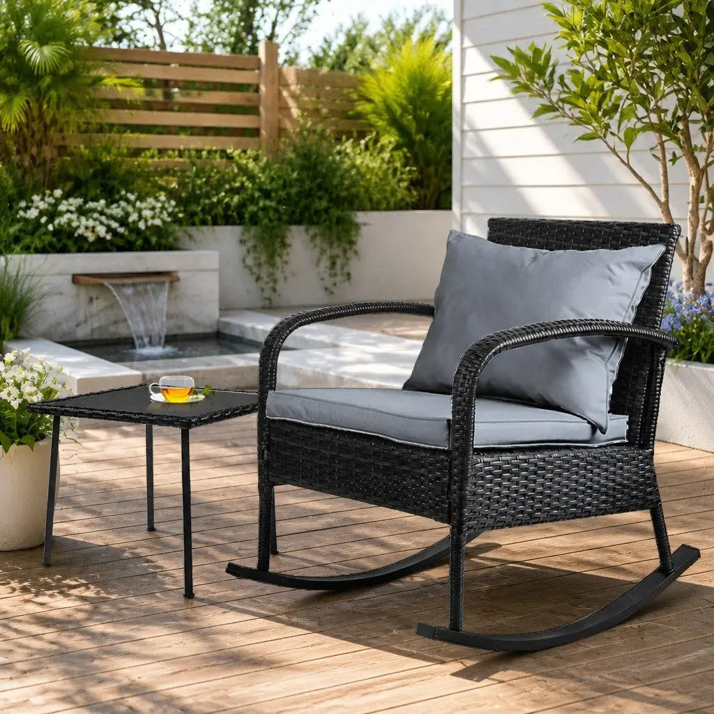 Outdoor Rocking Chair and Side Table Set