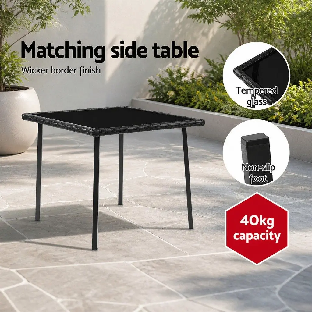 3-Piece Outdoor Rocking Chair Set for Patio Garden Size with Cushions and Side Table