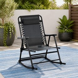 Folding Rocking Chair with Steel Frame, 93L x 59W x 96H cm