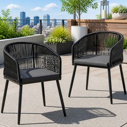 Specifications of 2PC Outdoor Armchairs Black Wicker