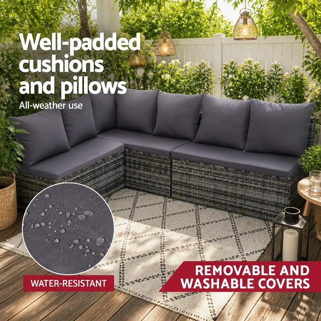 Outdoor Sofa Dining Set 9 Seater Lounge Chairs Table Ottoman Grey