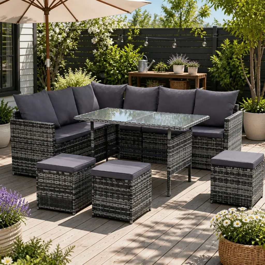 9-Seater Outdoor Wicker Lounge Set
