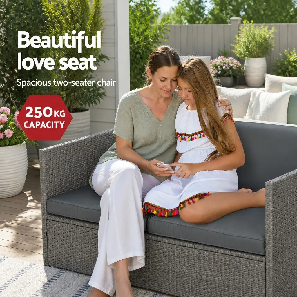 4 Piece Outdoor Wicker Sofa Set for Garden Patio Grey