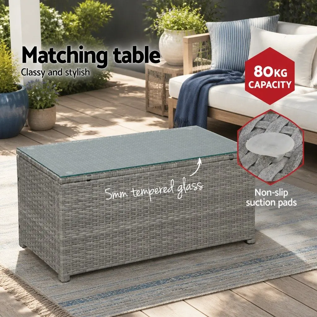 4 Piece Outdoor Wicker Sofa Set for Garden Patio Grey