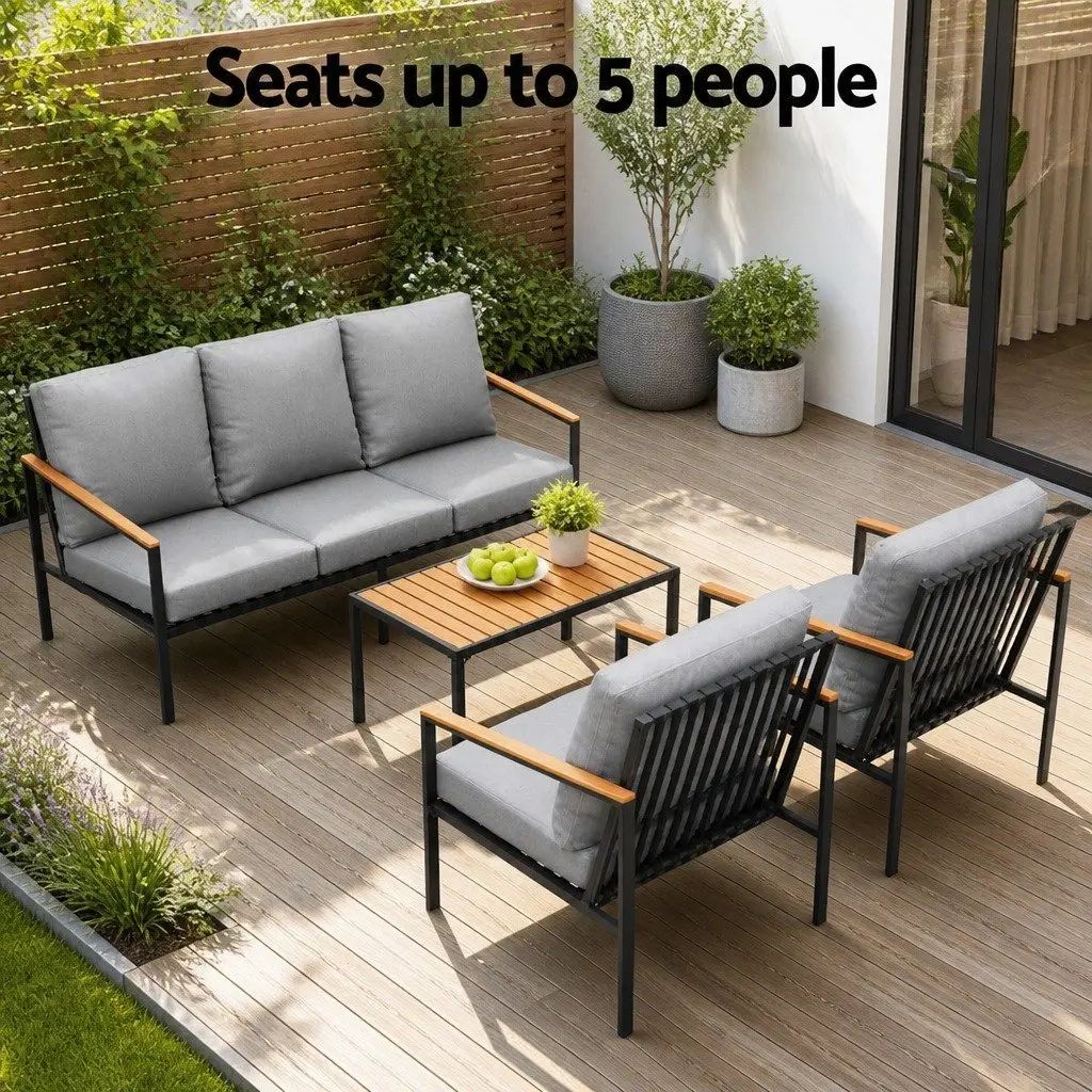 Outdoor Lounge Set 4 Piece Sofa Chair Bench Garden Patio Furniture 5 Seater