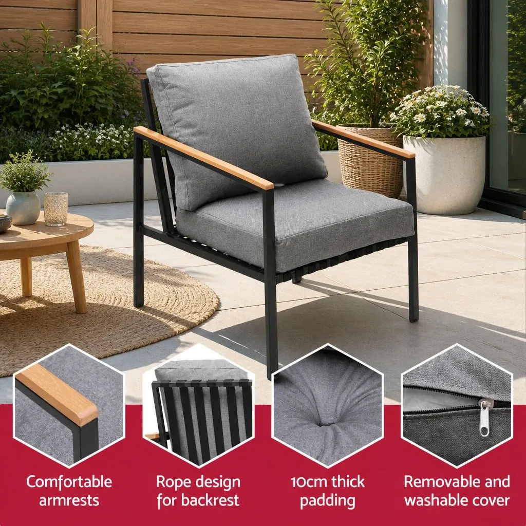 Outdoor Lounge Set 4 Piece Sofa Chair Bench Garden Patio Furniture 5 Seater