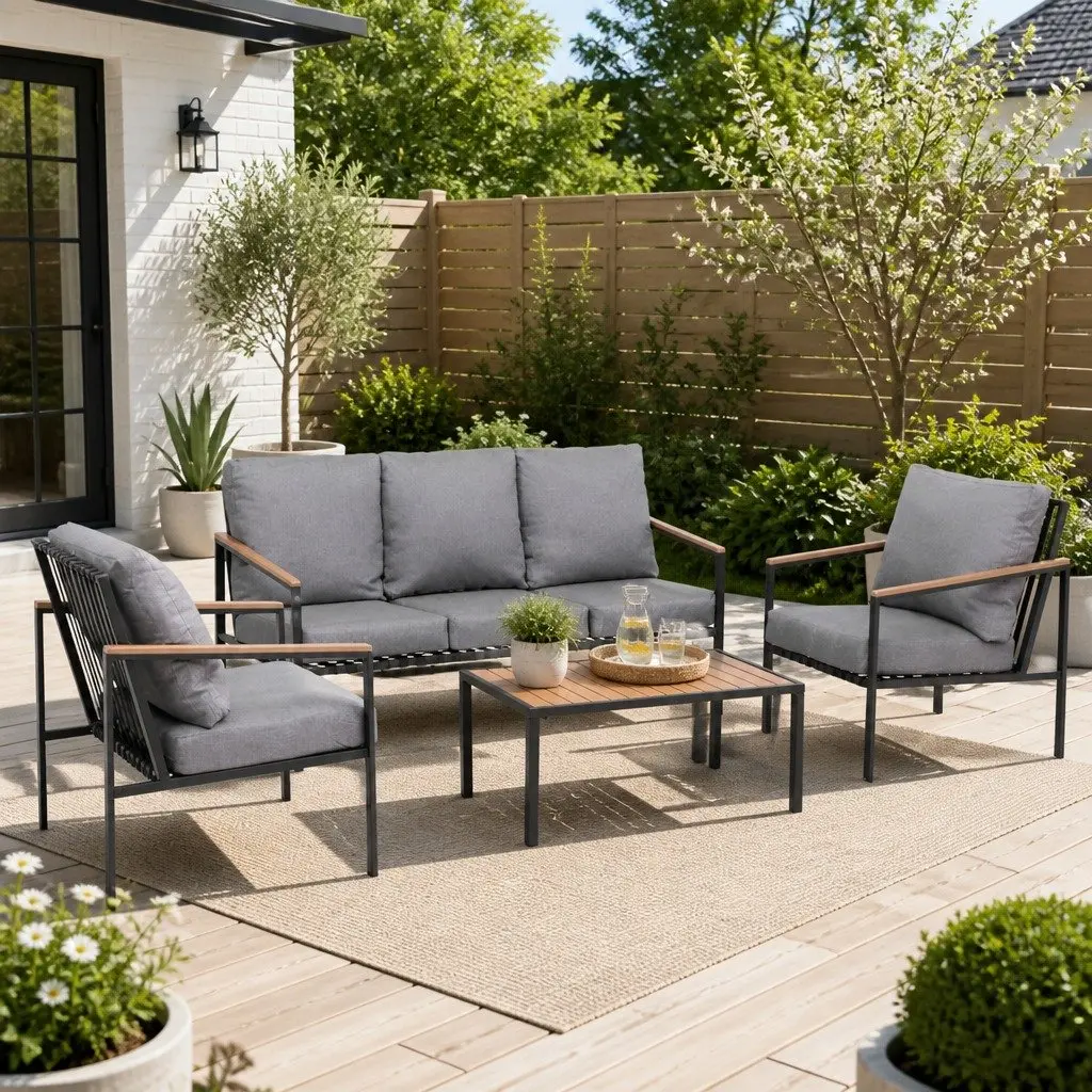 Outdoor Lounge Set 4 Piece Sofa Chair Bench Garden Patio Furniture 5 Seater