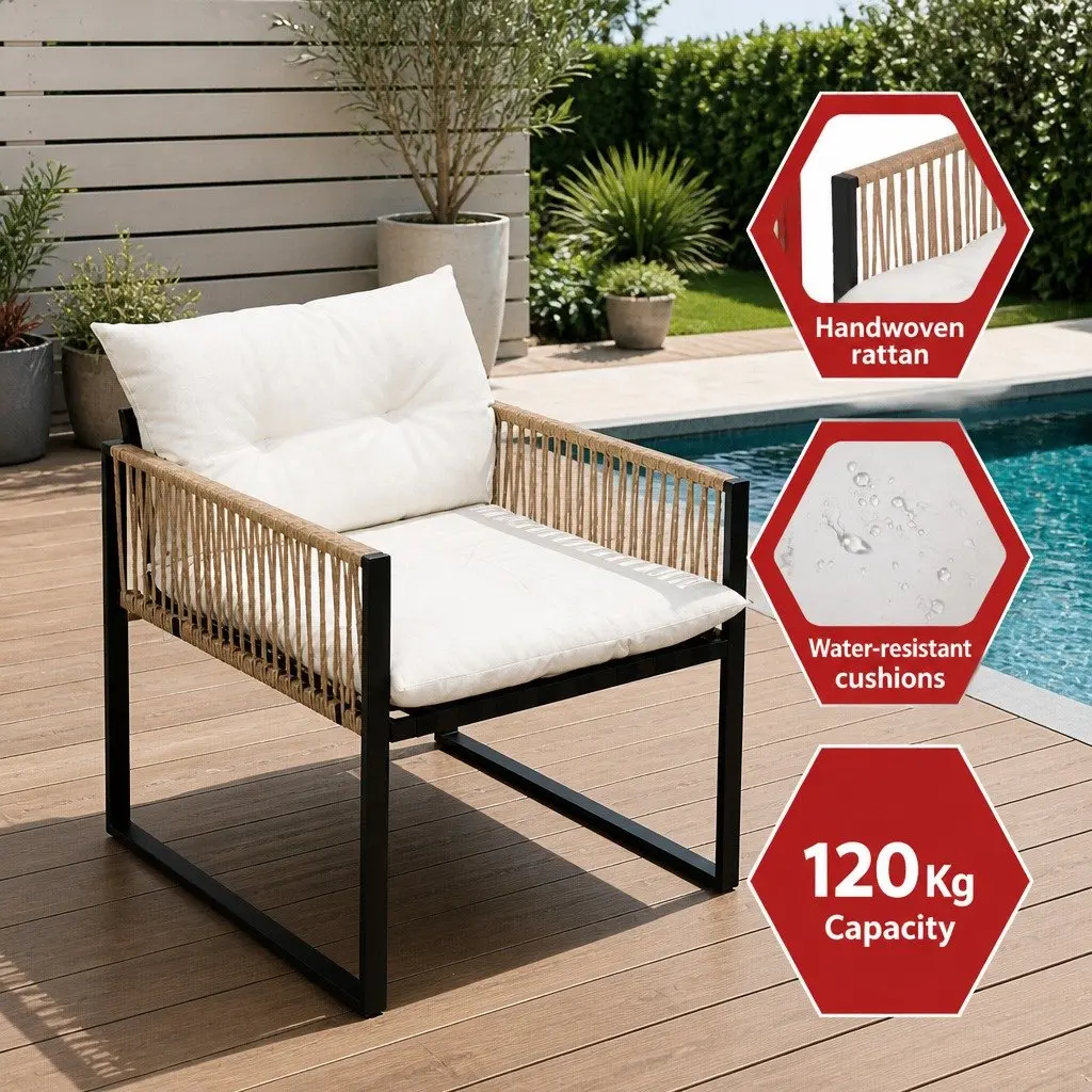 4-Piece Outdoor Lounge Set Garden Patio Sofa Table Chair Furniture