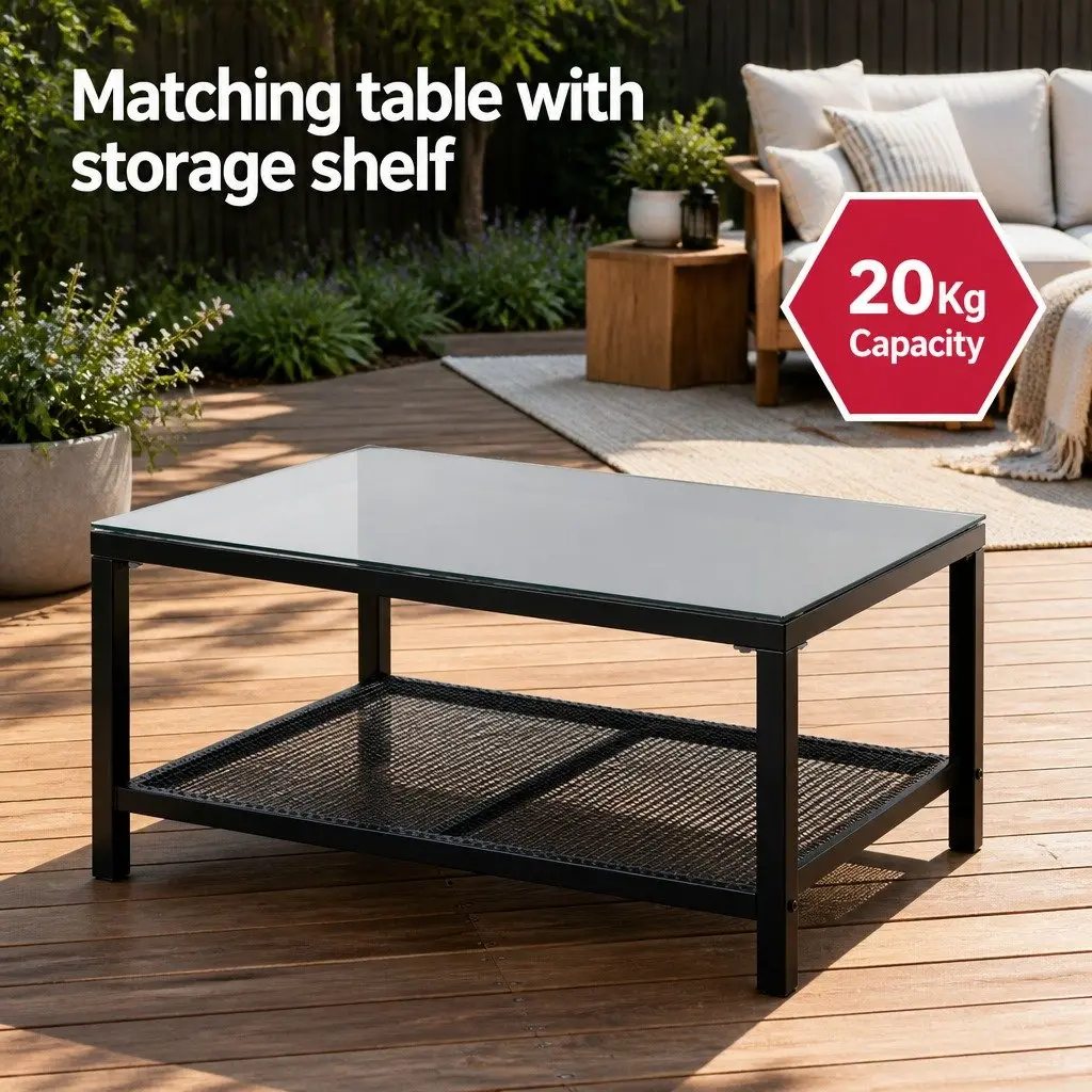 4-Piece Outdoor Lounge Set Garden Patio Sofa Table Chair Furniture