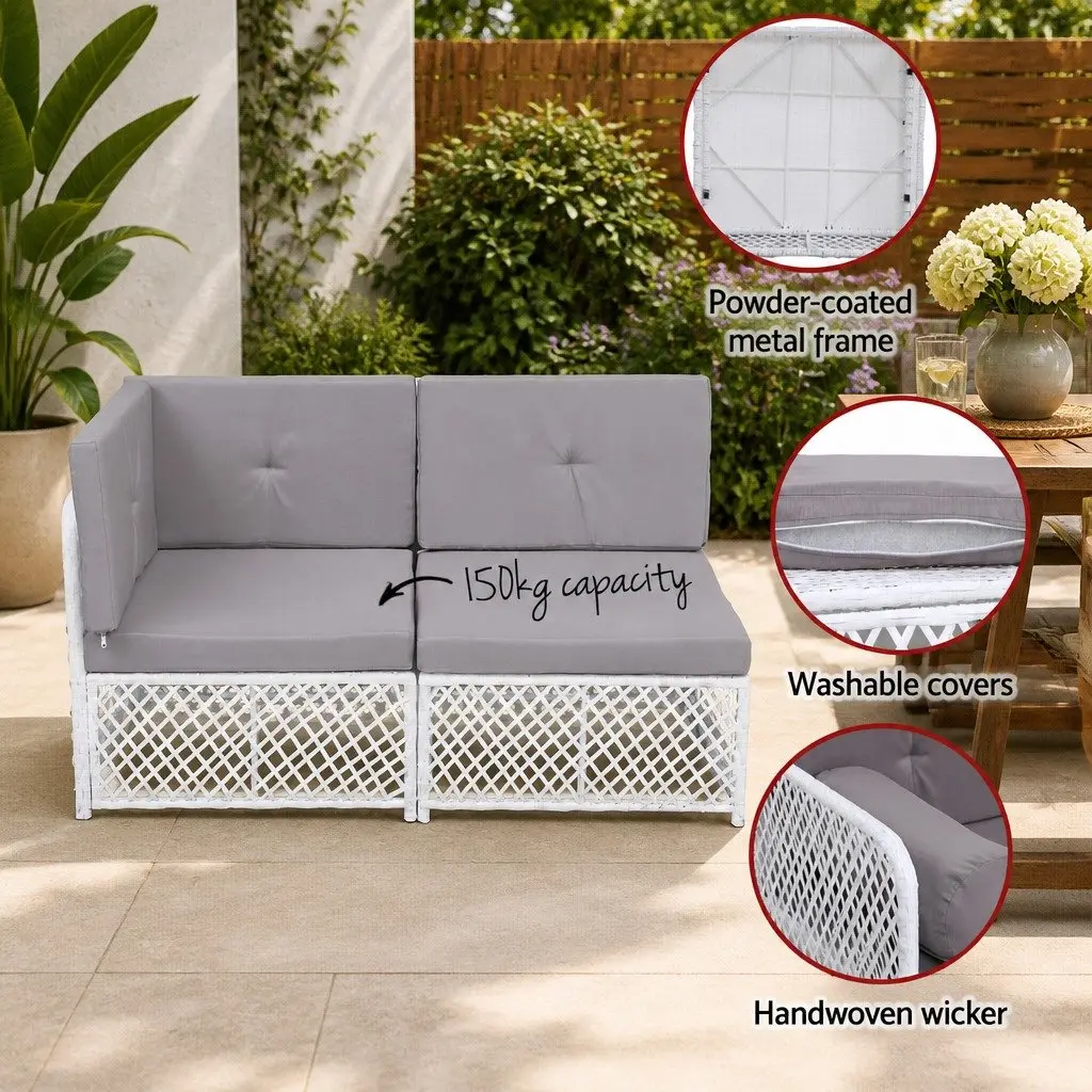 5 Piece Outdoor Sofa Set for Garden Patio Lounge 4 Seater with Ottoman and Table