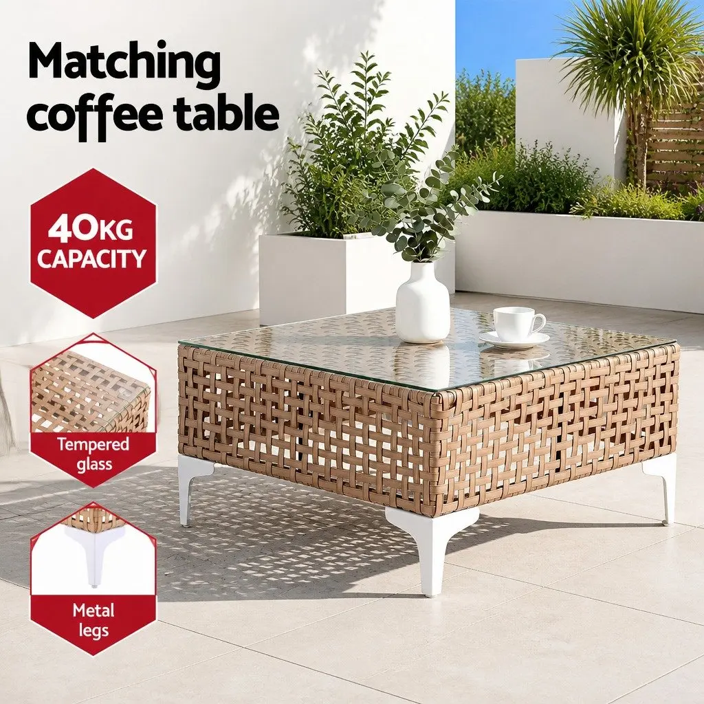 6 Seater Outdoor Sofa Set Modular Rattan Patio Furniture Garden Lounge with Coffee Table