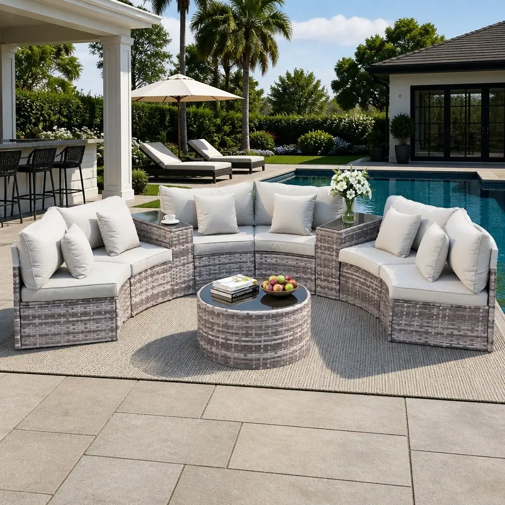 9-Piece 6-Seater Outdoor Sofa Set