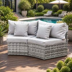 2 Piece Outdoor Sofa Set Specifications: Grey Rattan Lounge