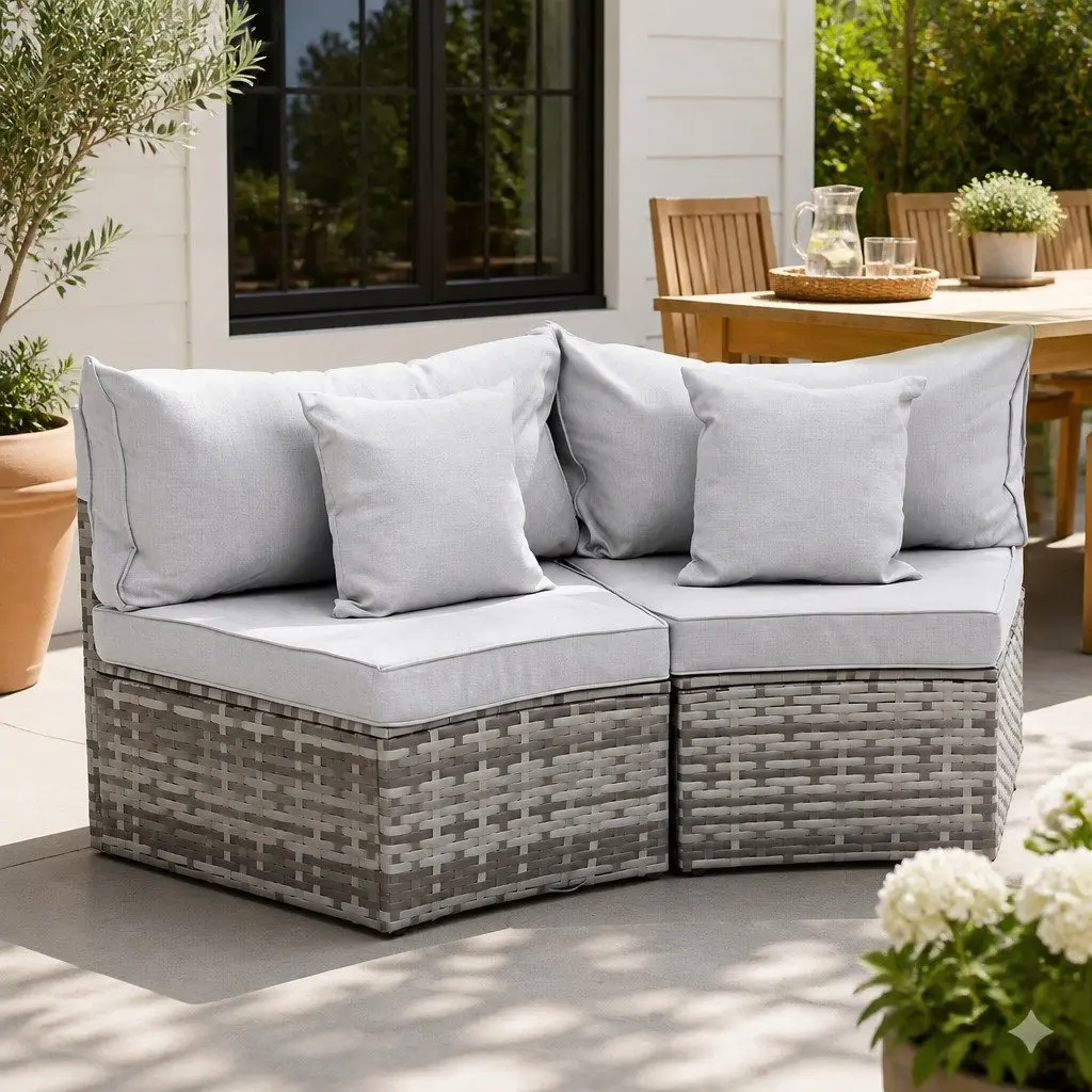 2 Piece Outdoor Sofa Set Garden Patio Furniture Grey