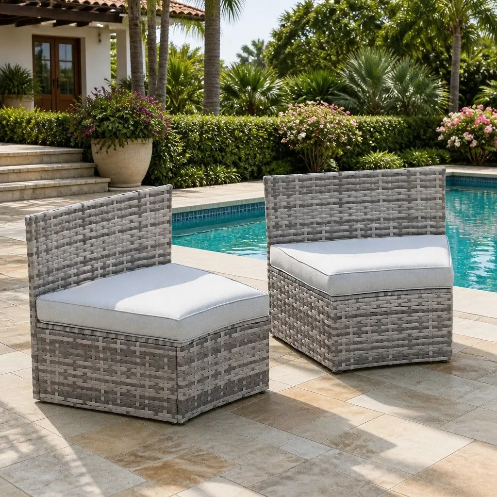 2 Piece Outdoor Sofa Set Garden Patio Furniture Grey