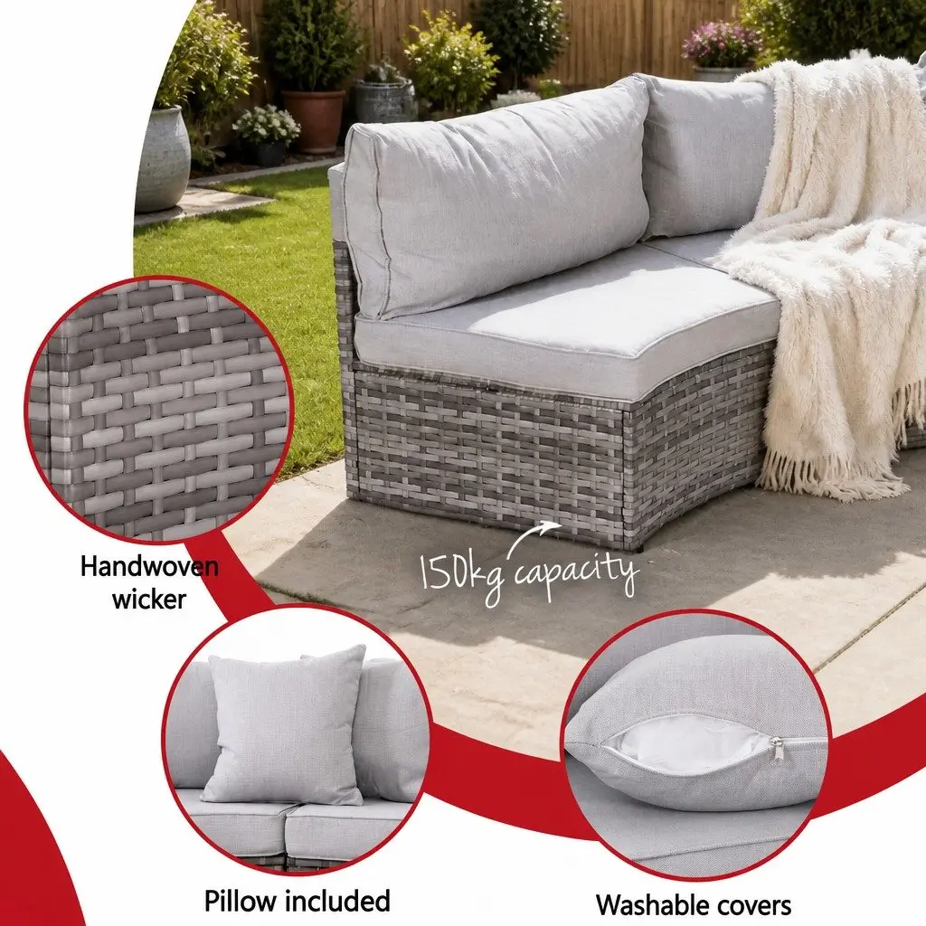 2 Piece Outdoor Sofa Set Garden Patio Furniture Grey