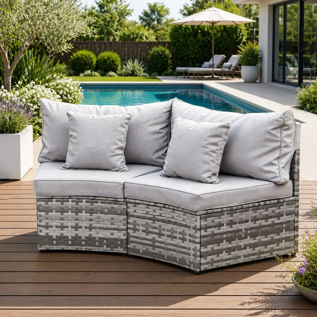 2 Piece Outdoor Sofa Set Garden Patio Furniture Grey