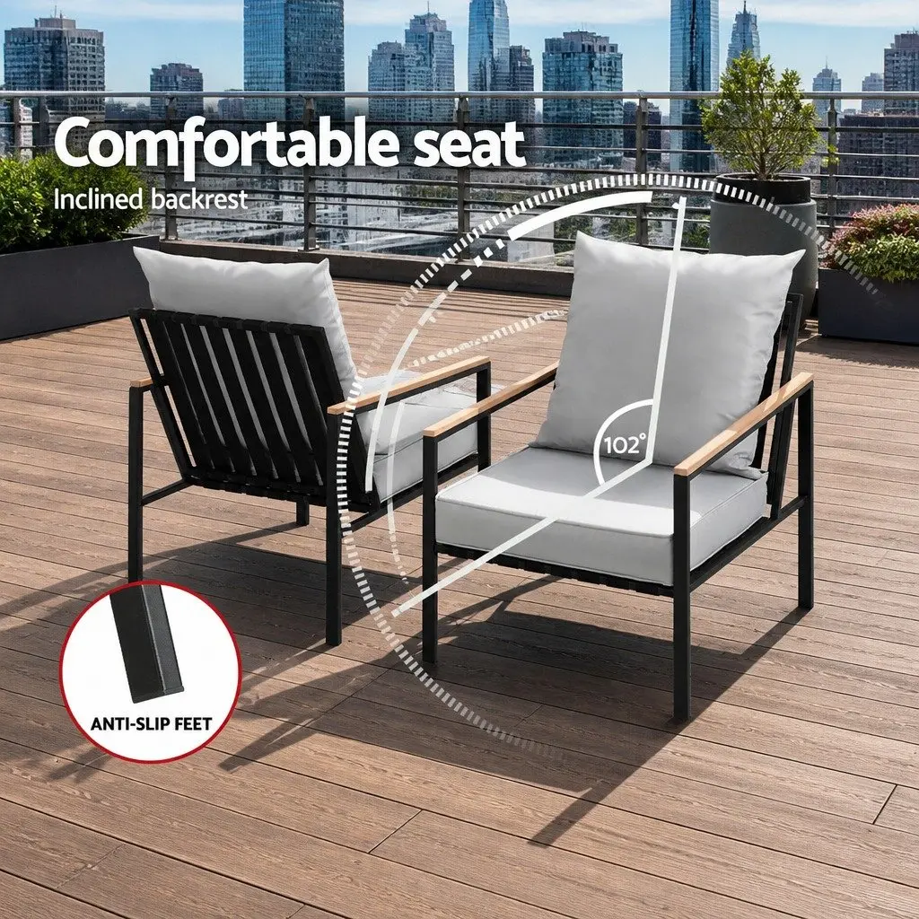 Outdoor Bistro Set 3 Piece Lounge Chairs and Coffee Table for Patio