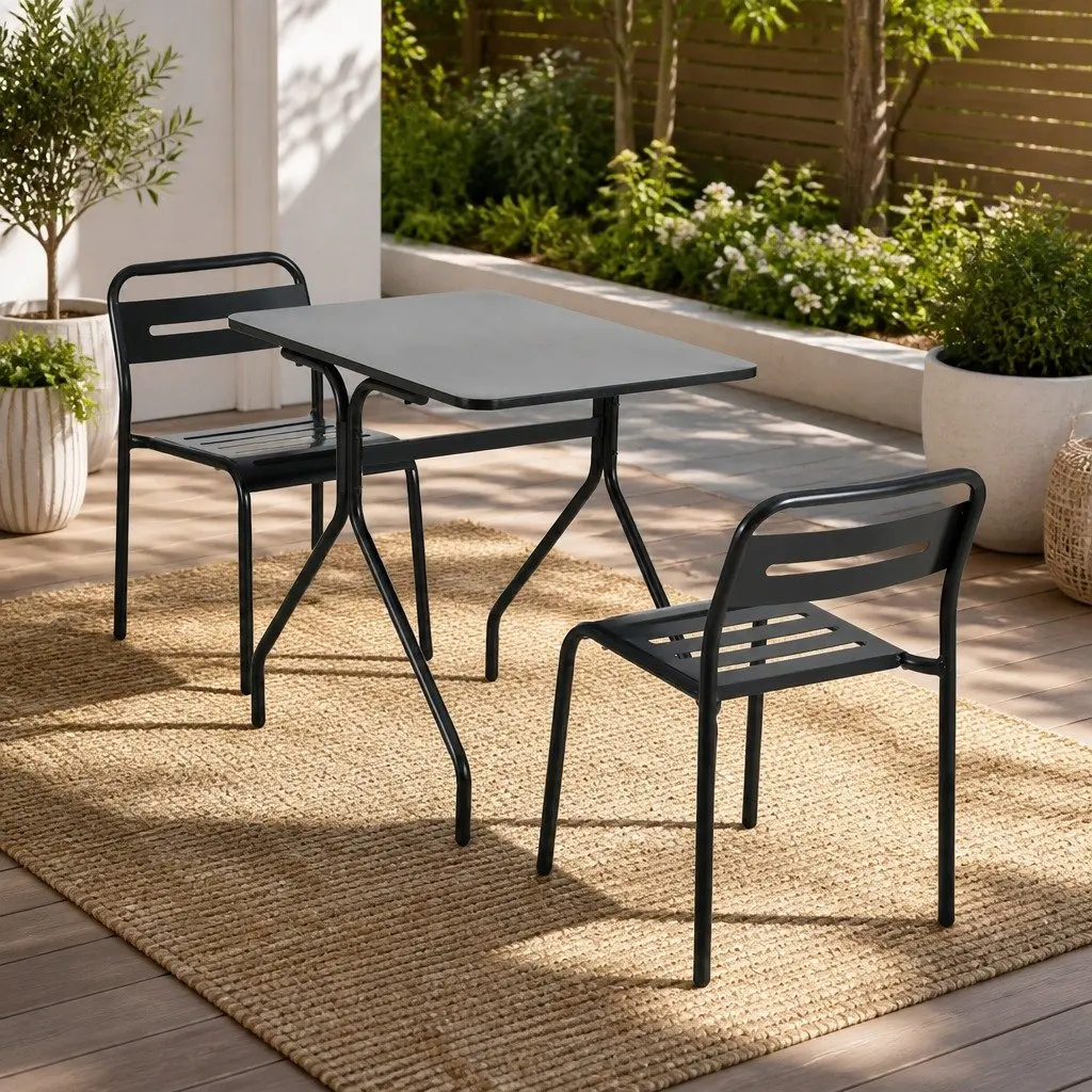 3-Piece Black Bistro Set for Outdoors