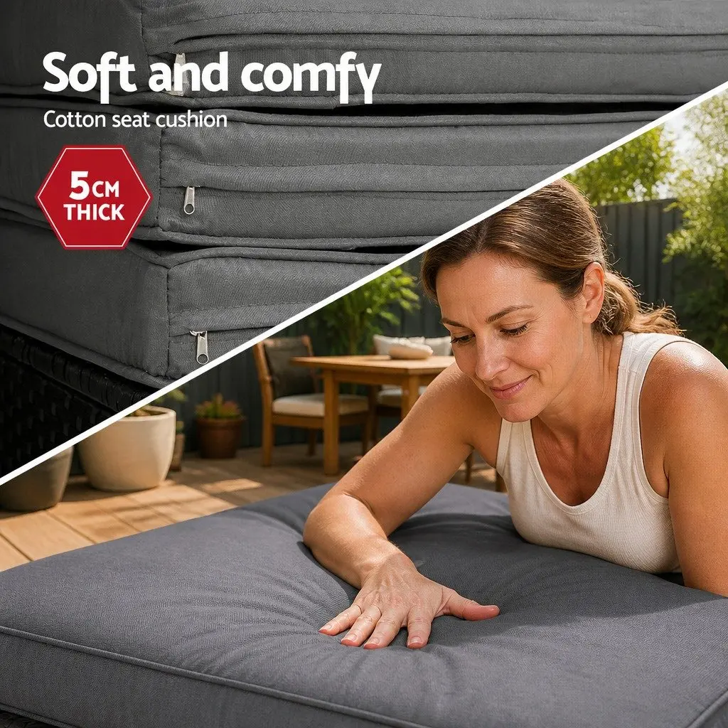 Outdoor Day Bed Sun Lounge Setting Wicker Lounger Patio Furniture Black 0-90