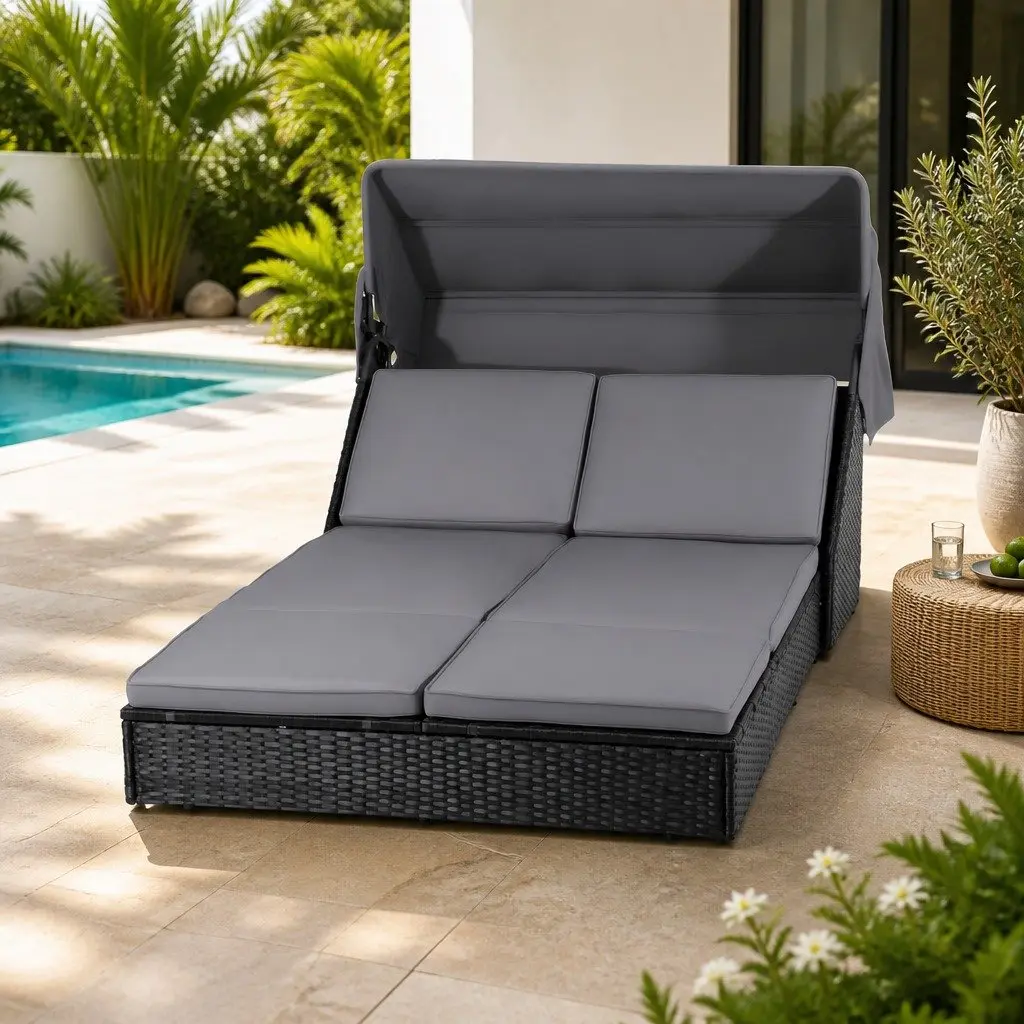 Outdoor Day Bed Sun Lounge Adjustable Backrest 120 x 240 cm