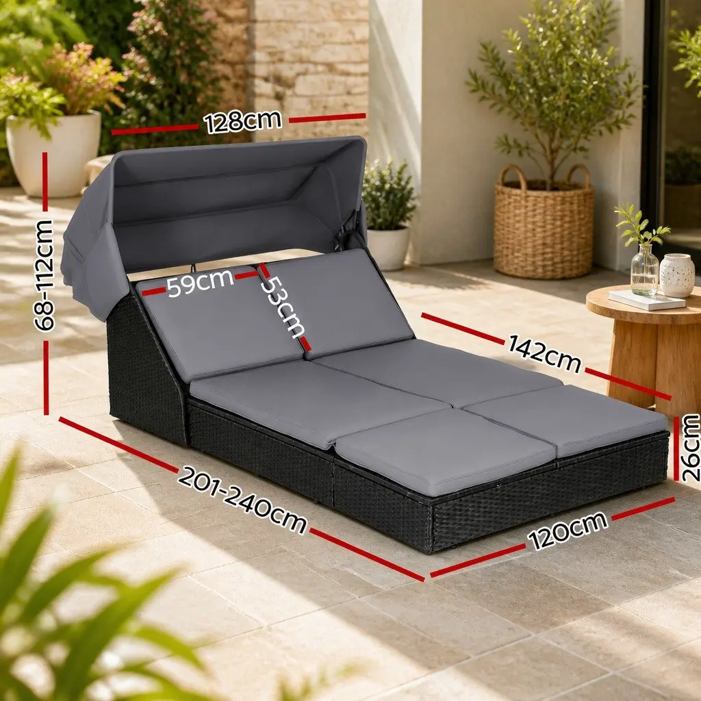 Outdoor Day Bed Sun Lounge Adjustable Backrest 120 x 240 cm