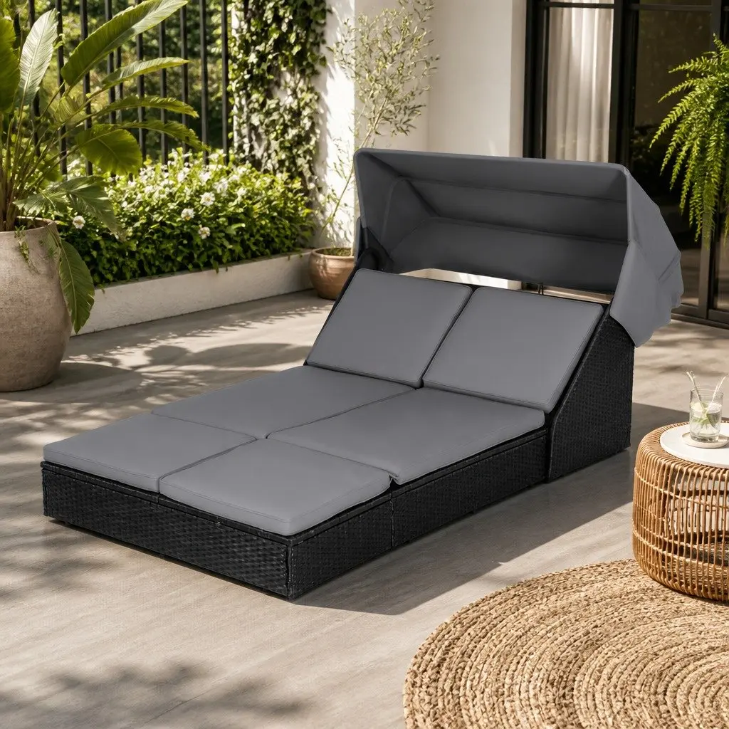 Outdoor Day Bed Sun Lounge Adjustable Backrest 120 x 240 cm