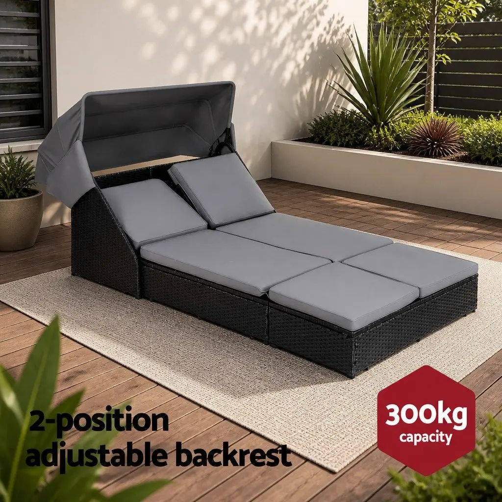 Outdoor Day Bed Sun Lounge Adjustable Backrest 120 x 240 cm