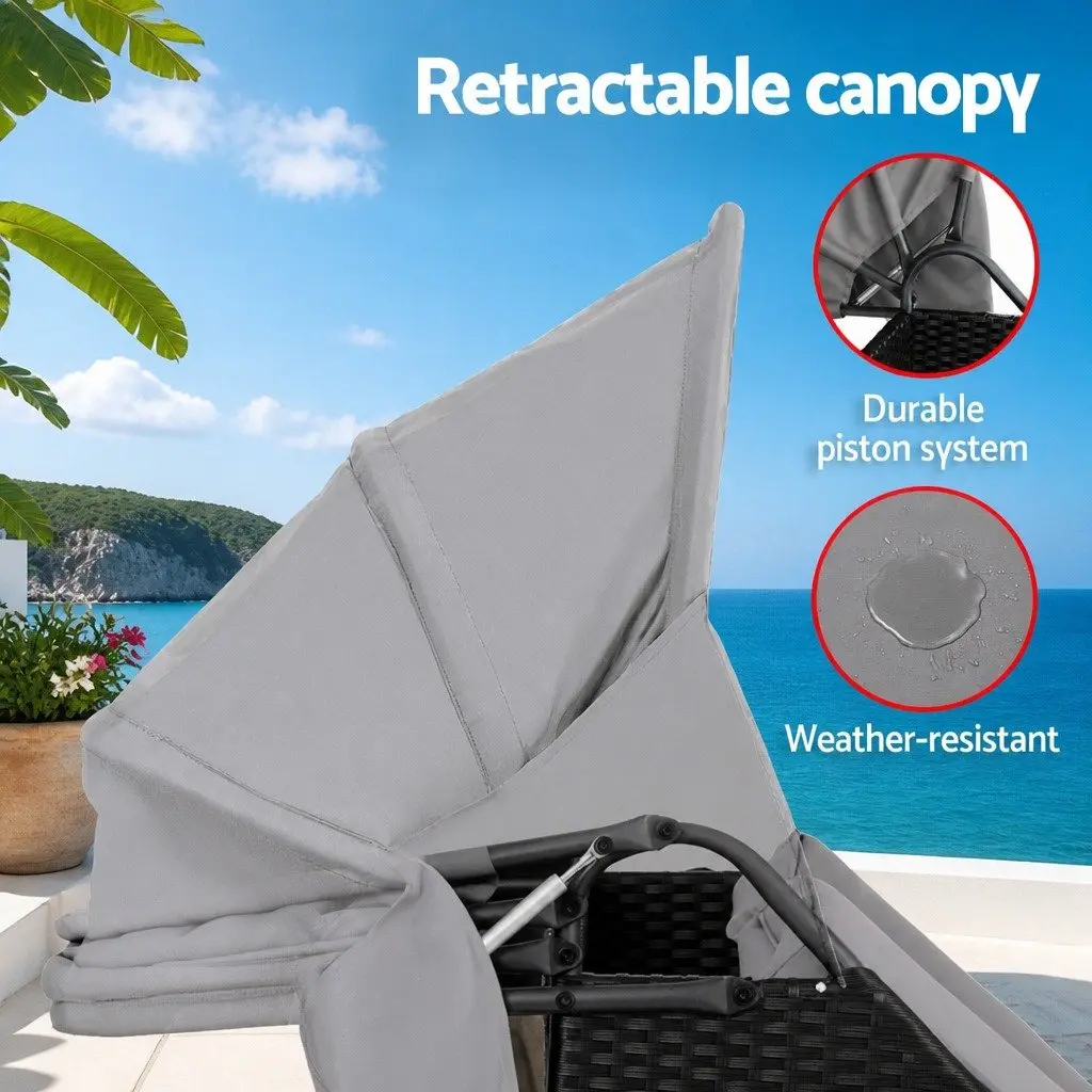 Outdoor Day Bed Sun Lounge Adjustable Backrest 120 x 240 cm